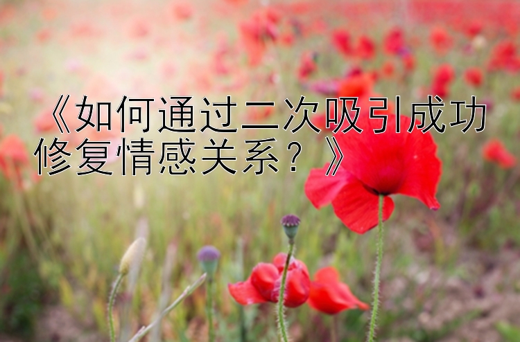 《如何通过二次吸引成功修复情感关系？》