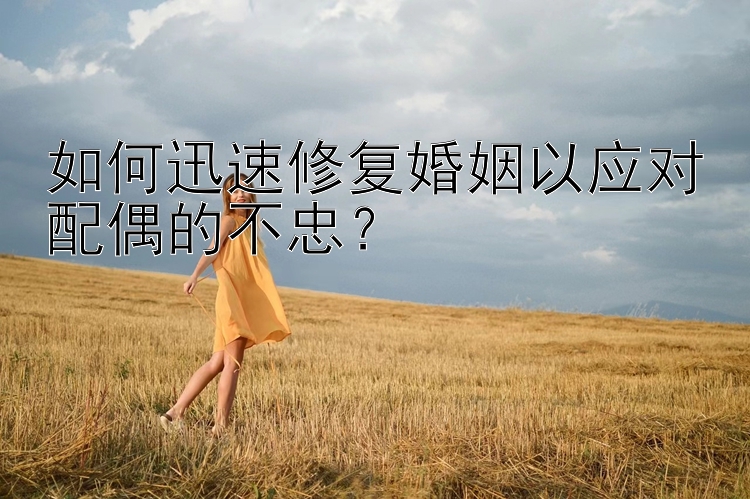 如何迅速修复婚姻以应对配偶的不忠？