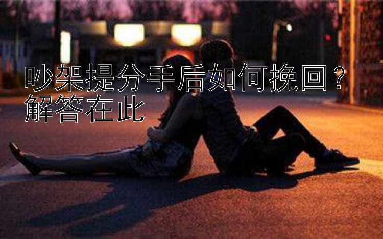 吵架提分手后如何挽回？解答在此